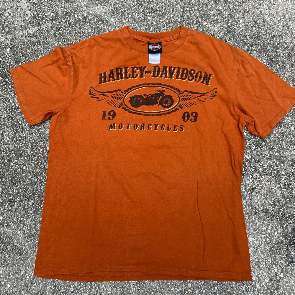 Harley-Davidson Pat Rogers Speedway Charlotte Racing Graphic T-Shirt XL Orange